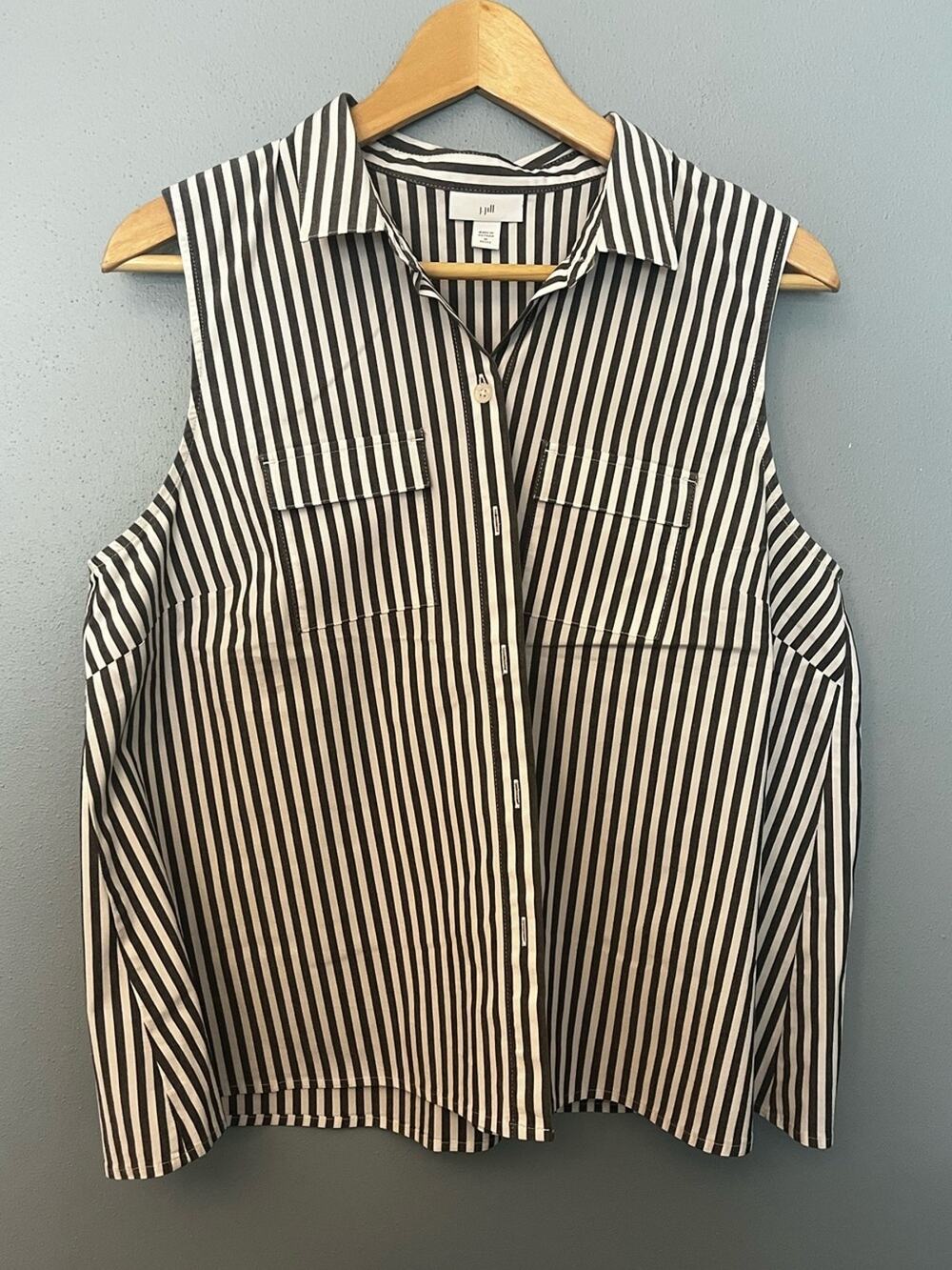 J. Jill Striped Sleeveless Button-Down Shirt